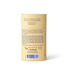 HIBAR plastic-free deodorant pack shown in recyclable packaging for sustainable care