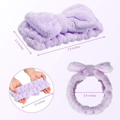 Hicarer serre-tête papillon bleu, détail microfibre, absorption rapide pour la routine