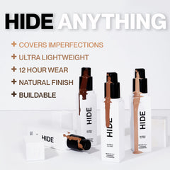Hide Premium Foundation being blended on skin with finger for seamless finish