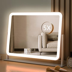 Miroir vanité HIEEY avec lumière LED sur les bords pour maquillage précis.