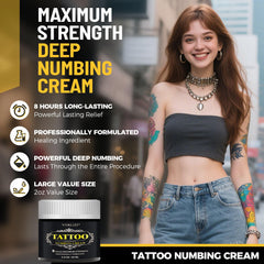 HIEKERS crème anti-douleur tatouage douleur minimisée pour sessions prolongées.
