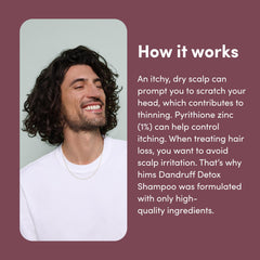 Hims & Hers Dandruff Detox Shampoing : huile d’avocat pour cheveux plus souples