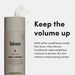 Hims & Hers Max Volume Conditioner – emballage agrume épicé et senteur fraîche