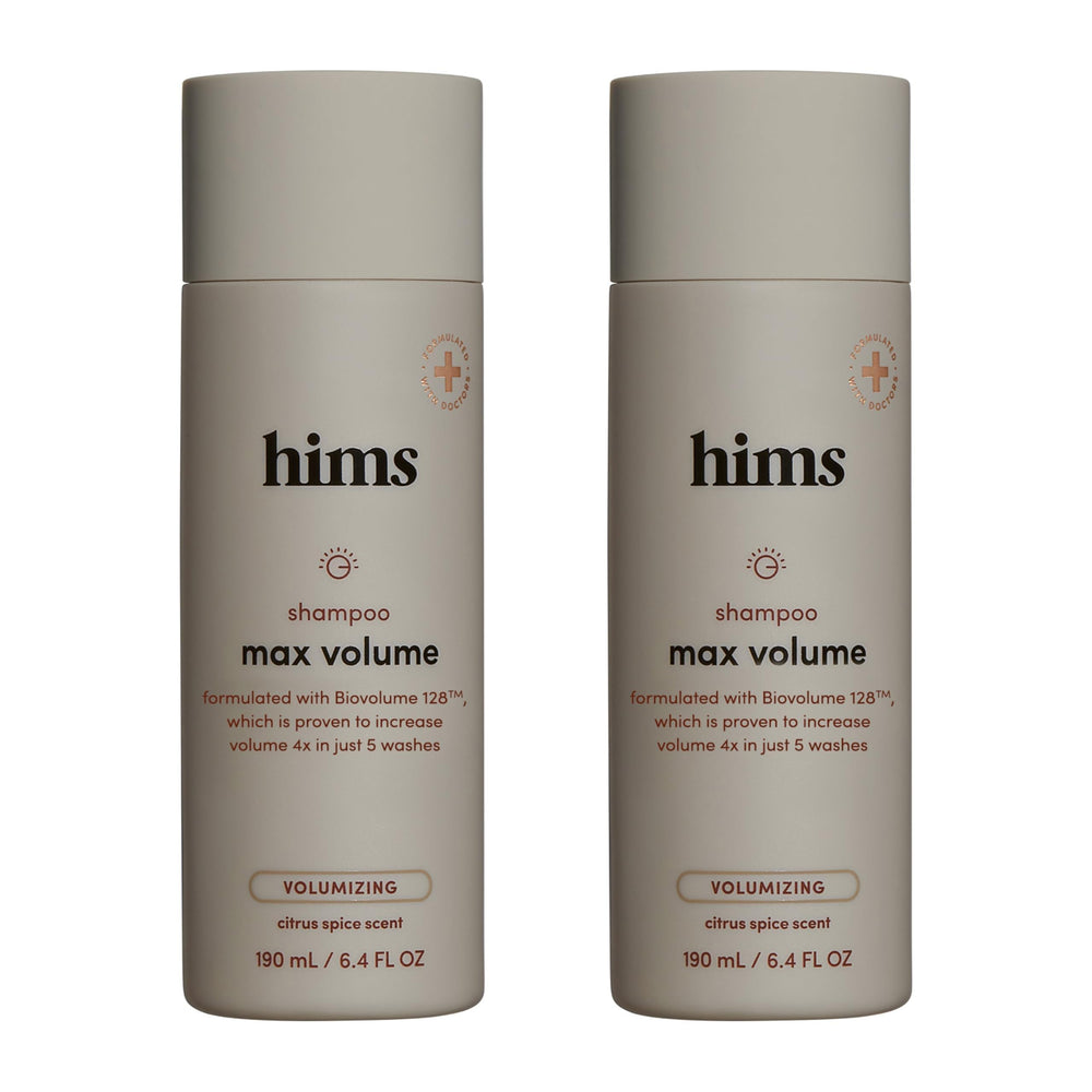 Hims Max Volume Shampoo, bouteille Citrus Spice, parfum frais et volume accru.