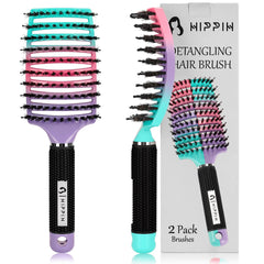 HIPPIH brosse démêlante pack duo pour démêlage facile sur cheveux mouillés ou secs.