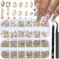 HNUIX Strass pour ongles champagne or, kit complet pour un look élégant.