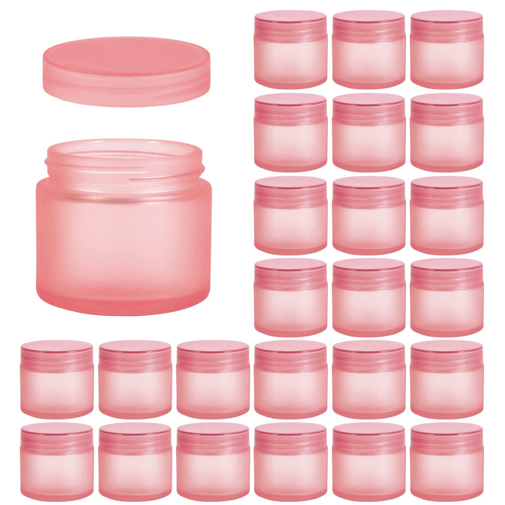 Pots en verre Hoa Kinh 2 oz rose givré avec joints pour crèmes et baumes
