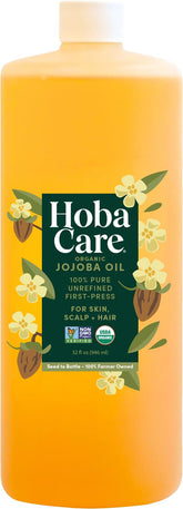 HobaCare huile jojoba pur bouteille: soin hydratant léger pour peau et visage.
