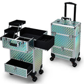 Hododou coffret maquillage roulant bleu — vue générale pour le transport pro et l'organisation.