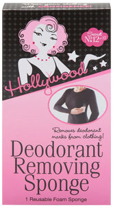 Éponge Hollywood Fashion Secrets éliminant les taches de déodorant sur textile.