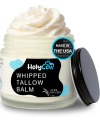 Baume HolyCow au suif : texture crèmeuse pour le visage et hydratation douce.