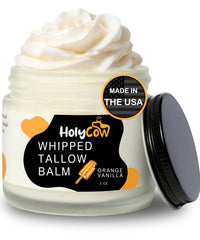 HolyCow baume talo pot orange vanille: hydratation douce pour le visage et les mains.