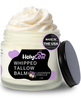 HolyCow baume tallow visage — texture mousse hydratation légère pour peau sèche.
