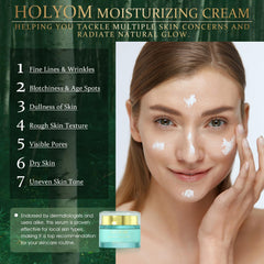 Application sur le bras avec HOLYOM Crepe Fix Creme, peau plus douce.