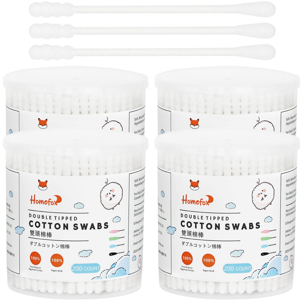 HOMEFOX cotons-tiges spirale blancs, nettoyage doux et précis du visage