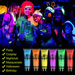 HomeHere peinture visage néon vert—idéal pour festivals et photo sous lumière noire.