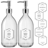 HomePicker distributeur savon verre clair 16oz avec pompe argentée prêt pour salle de bains