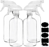 Bouteille spray en verre clair Homeries de 473 ml, idéale pour les solutions nettoyantes.
