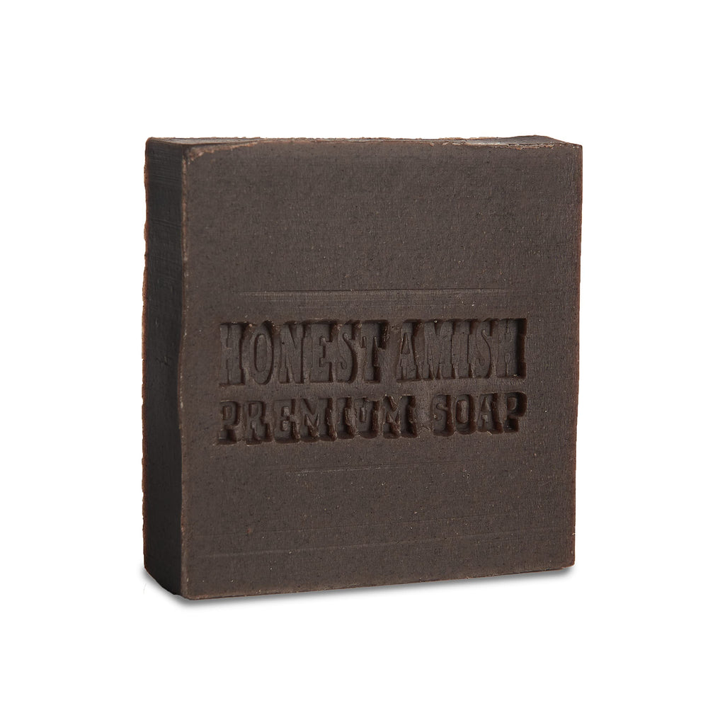 Honest Amish Savon Patchouli Écorce de Noix — exfoliation légère pour peau douce.