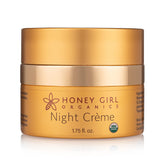 Honey Girl Organics Night Creme emballage élégant pour une routine nocturne hydratante.