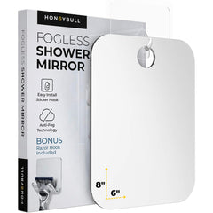 Miroir HoneyBULL anti-buée en douche, reflet net malgré la vapeur.
