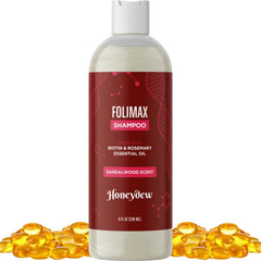 Honeydew Folimax Biotin Shampoo, bouteille élégante, apporte du volume aux cheveux fins.