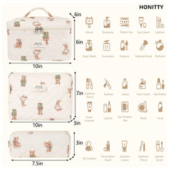 honitty ensemble sacs cosmétiques coton, pratique pour séparer soins et maquillage.