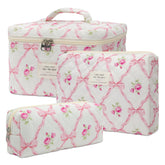 honitty sac maquillage floral matelassé pour voyage et rangement élégant