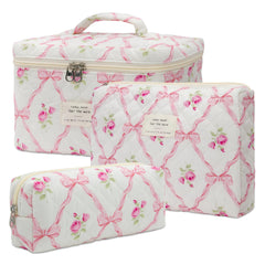 honitty sac maquillage floral matelassé pour voyage et rangement élégant