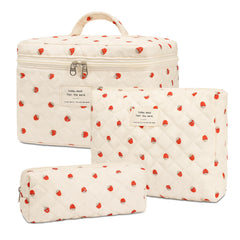 honitty sac maquillage matelassé fleurs ensemble, rangement élégant pour voyage et quotidien