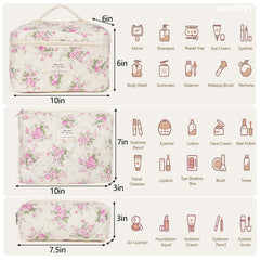 Honitty kit trousse de maquillage à trois tailles, organisation pratique pour voyage