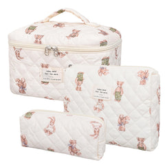 honitty trousse maquillage matelassée fleurs, rangement élégant pour produits cosmétiques.