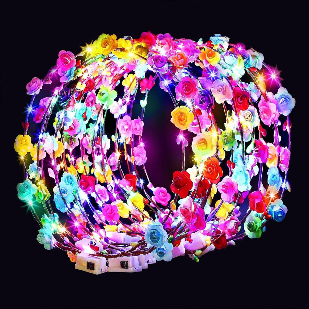 Couronne de fleurs DEL HONLYNE lumineuse, parfait pour soirées et mariages.