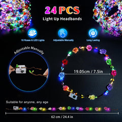 HONLYNE couronne fleurs LED ajustable, convient aux adultes et enfants.