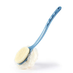 HONOMA brosse-douche brins et éponge végétale; exfolie le dos en douceur.
