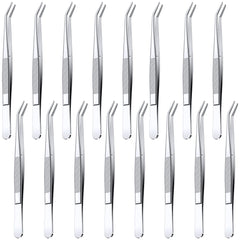 Pinces Honoson inox 16 pièces, pointe incurvée pour manipulation précise.