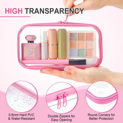 Boîte de rangement transparente Hoolerry rose pour accessoires.