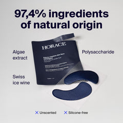 Patchs sous-yeux HORACE hydratants, base naturelle pour une peau plus confortable.