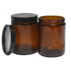 Bocal en verre ambré Hormerry de 250 ml, idéal pour conserver cosmétiques en voyage.