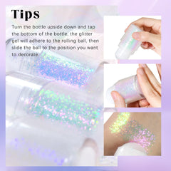 HOSAILY gel paillettes holographiques, brillance variable selon la lumière.