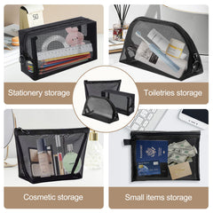 Hotipine pochettes maillage ovale: rangement esthétique pour maquillage et soins.