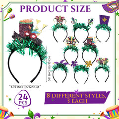 Hotop bandeaux Mardi Gras en couleurs vert violet et or pour parades festives