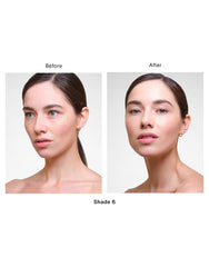 Hourglass Teint Hydratant, échantillon sur peau montrant couvrance légère et uniforme.