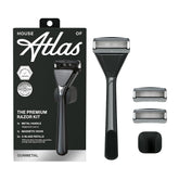 Rasoir premium House of Atlas avec poignee gris métal, design élégant pour la salle de bains