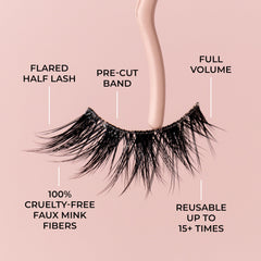 House of Lashes Midnight Demi – cils sans cruauté pour un port doux et durable.