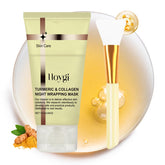 HOYGI masque curcuma-collagène, application nocturne pour hydratation et éclat.