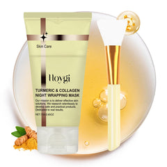 HOYGI masque curcuma-collagène, application nocturne pour hydratation et éclat.