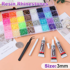 HRLbrc gemmes résine multicolores 3 mm plat pour nail art précis