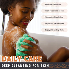 hrsqu poignee coton eponge africaine facilitant le lavage du dos.