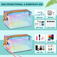 Etui beauté HRX Package transparent holographique, rangement rapide lors de déplacements